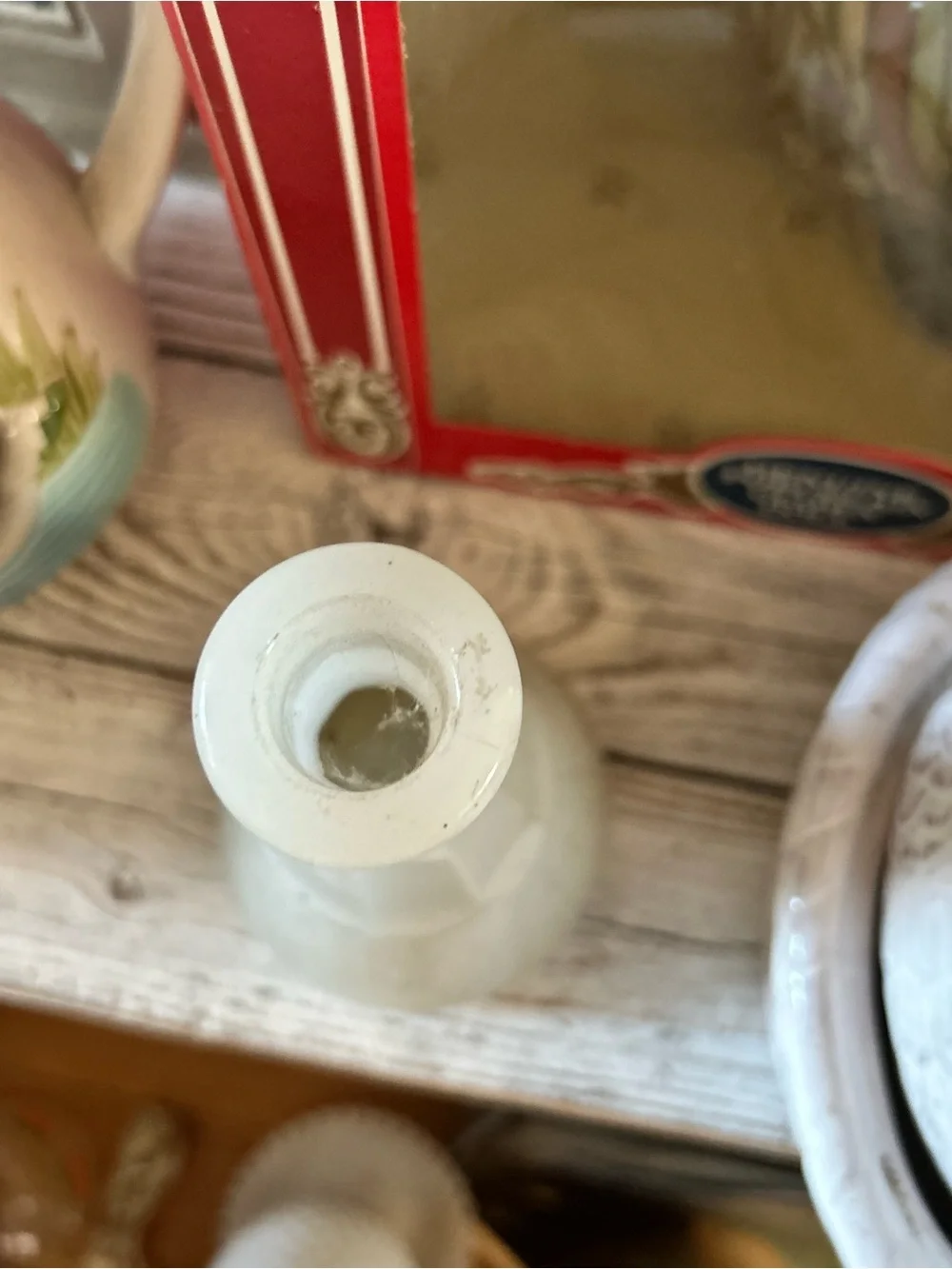 Antique Clambroth Milk Glass Barber Bottle Classic White Ceramic Bud Vase no cap